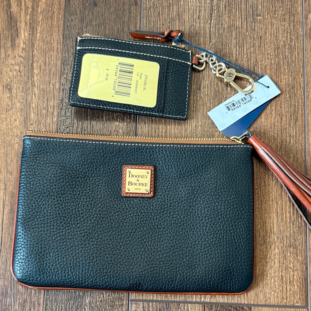 Dooney & Bourke Black and Tan Leather Pouch Set